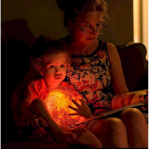 Moon Lamp Night Light Galaxy Lamp 5.9 Inch 16 Colors LED, Wood Stand, Remote - Picture 8 of 16